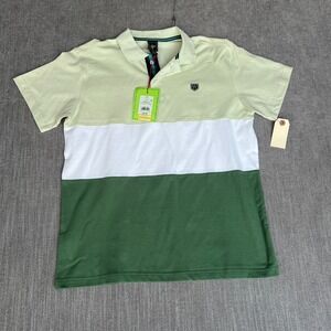 Houston White Polo Shirt Mens Medium Green White Colorblock Short Sleeve Outdoor